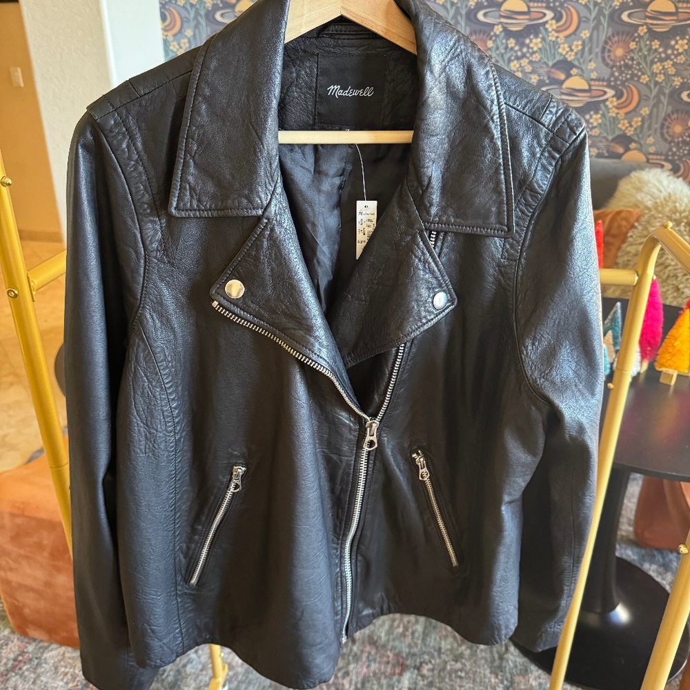 NWT Madewell Washed Moto Jacket - genuine leather size 1X